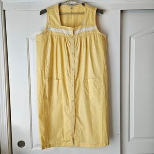 Pink K Women XL Yellow Pearl Snap Front House Dress Duster Nightgown Daisy Lace